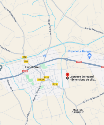 Carte de Lunel Viel avec l'emplacement du salon La pause du regard